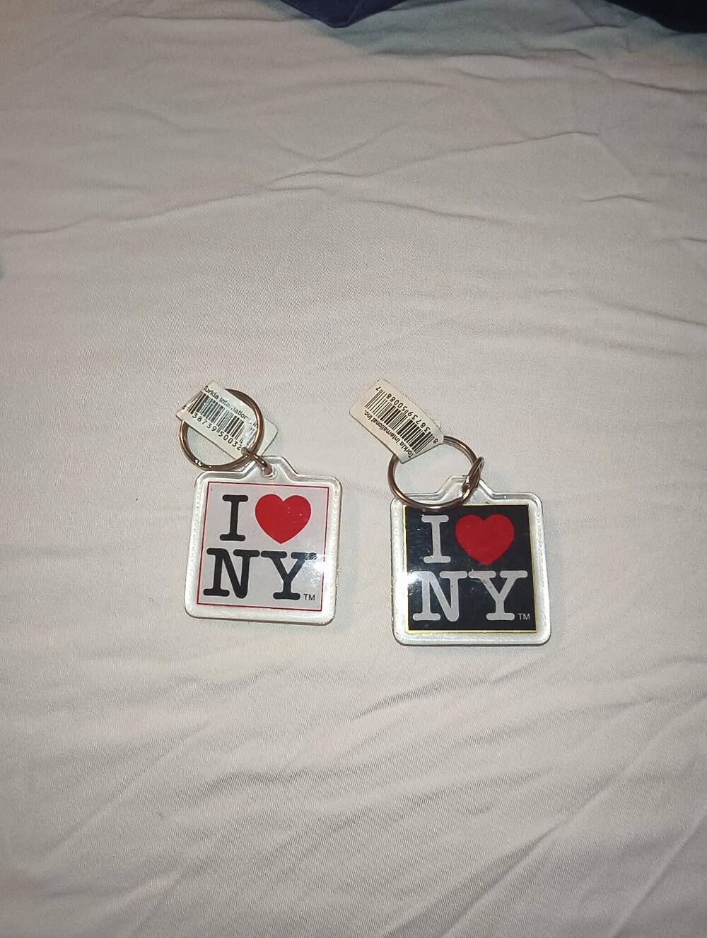I ♥ NY Keychain Pair - Red Heart on White & Black Backgrounds